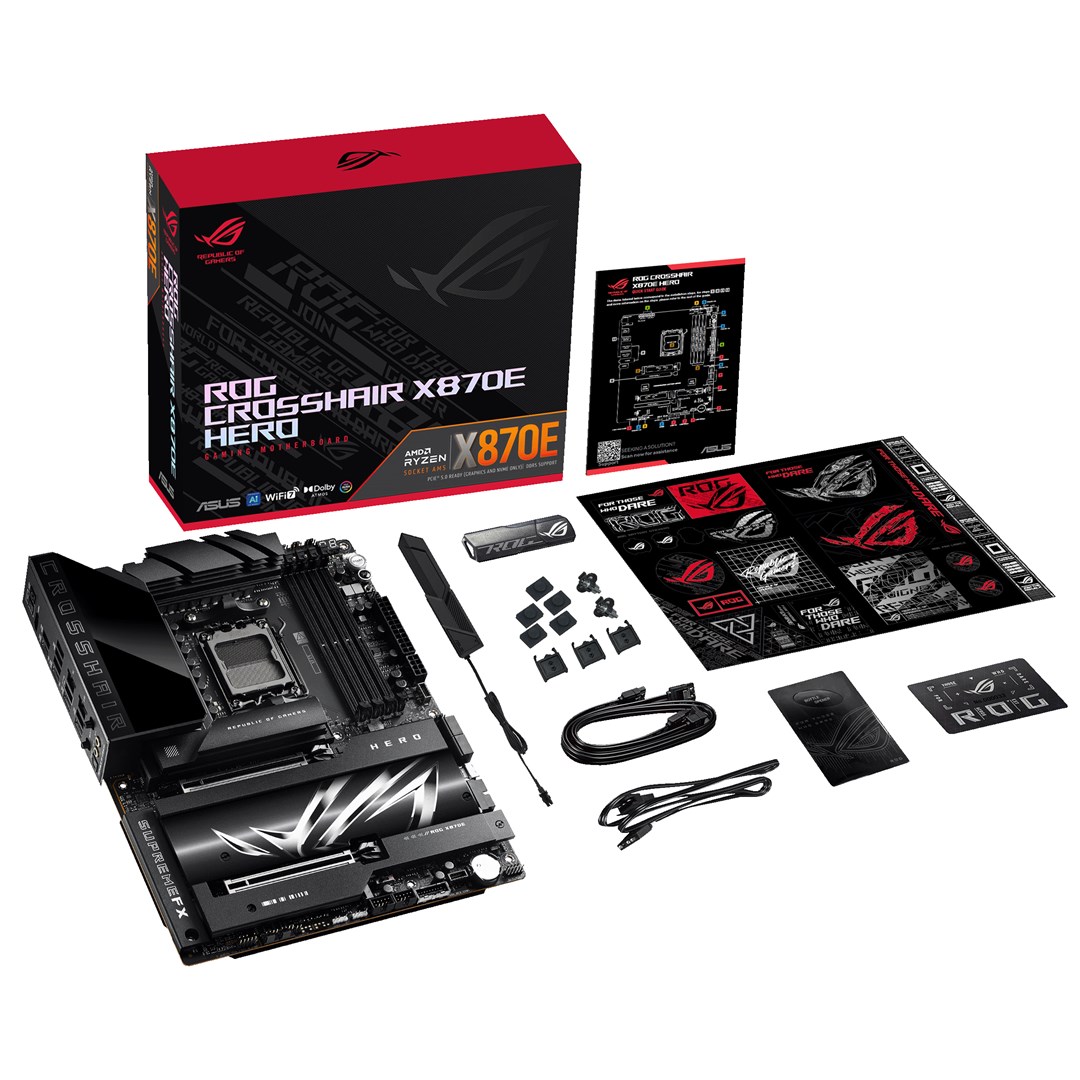 Pllakë amë ASUS ROG CROSSHAIR X870E HERO, AM5, DDR5, Wi-Fi 7, e zezë