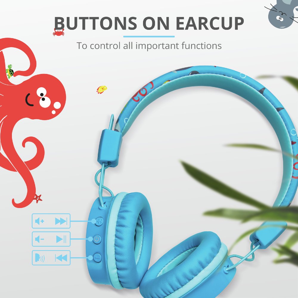 Kufje për fëmijë Trust Comi, Bluetooth, pa tela, të kaltra