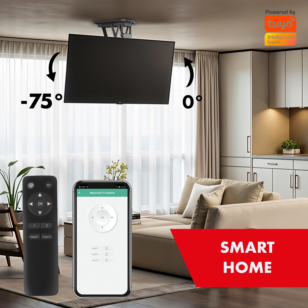 Mbajtëse për TV Maclean në tavan, 23"-55", 30kg, e zezë