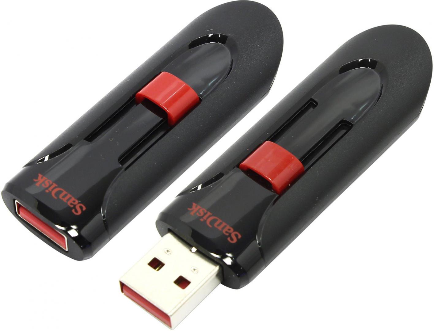 USB SanDisk Cruzer Glide, 64GB, USB 2.0, e zezë e kuqe