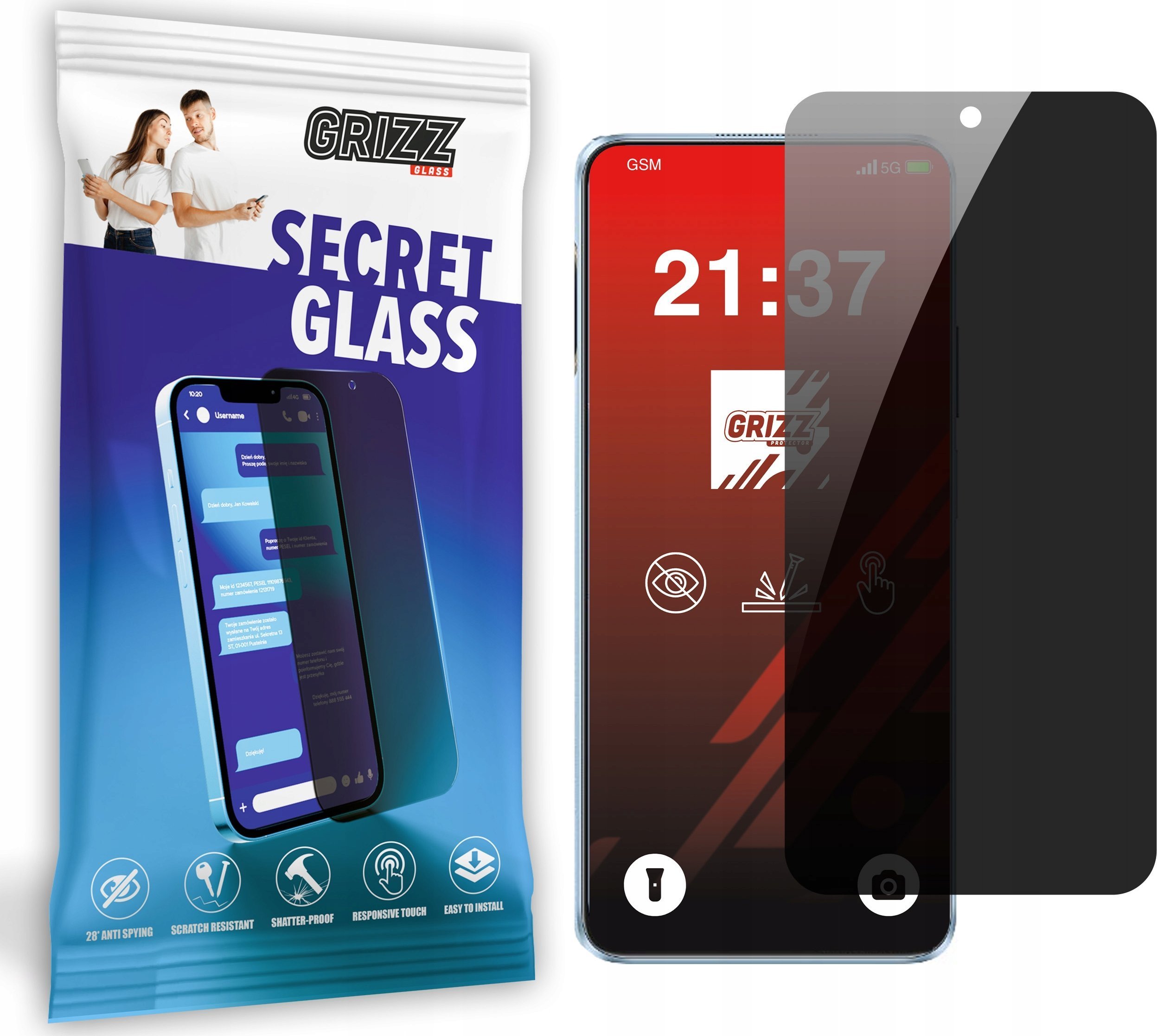 Xham privatësie Grizz SecretGlass për Huawei Nova 13i, xham qeramik, efekt privacy, transparent