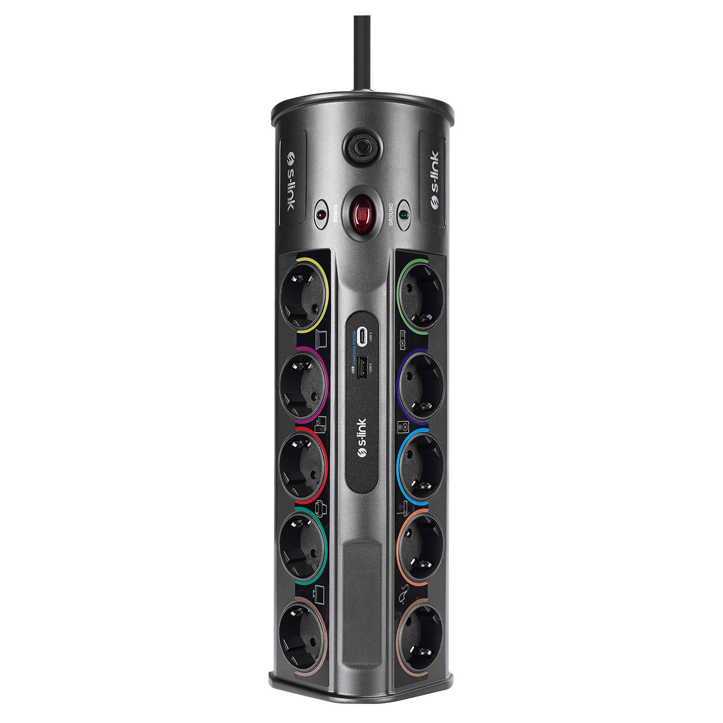 Zgjatues Rryme me Mbrojtje S-link PRZ01 SocketHive – 10 Priza, USB + Type-C, 3m