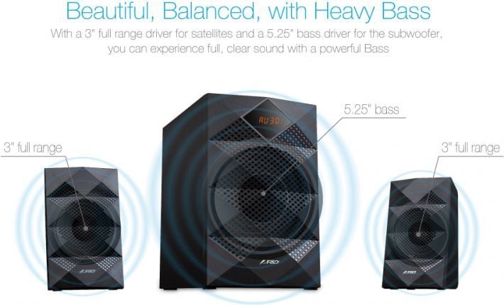 Sistem zërimi Fenda F&amp;D A180X, 42W RMS, Bluetooth, i zi