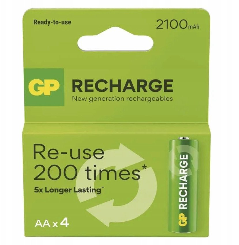 Bateri të rikarikueshme GP Rechargeable 2100 AA HR6, NiMH, 2100 mAh, set 4 copë
