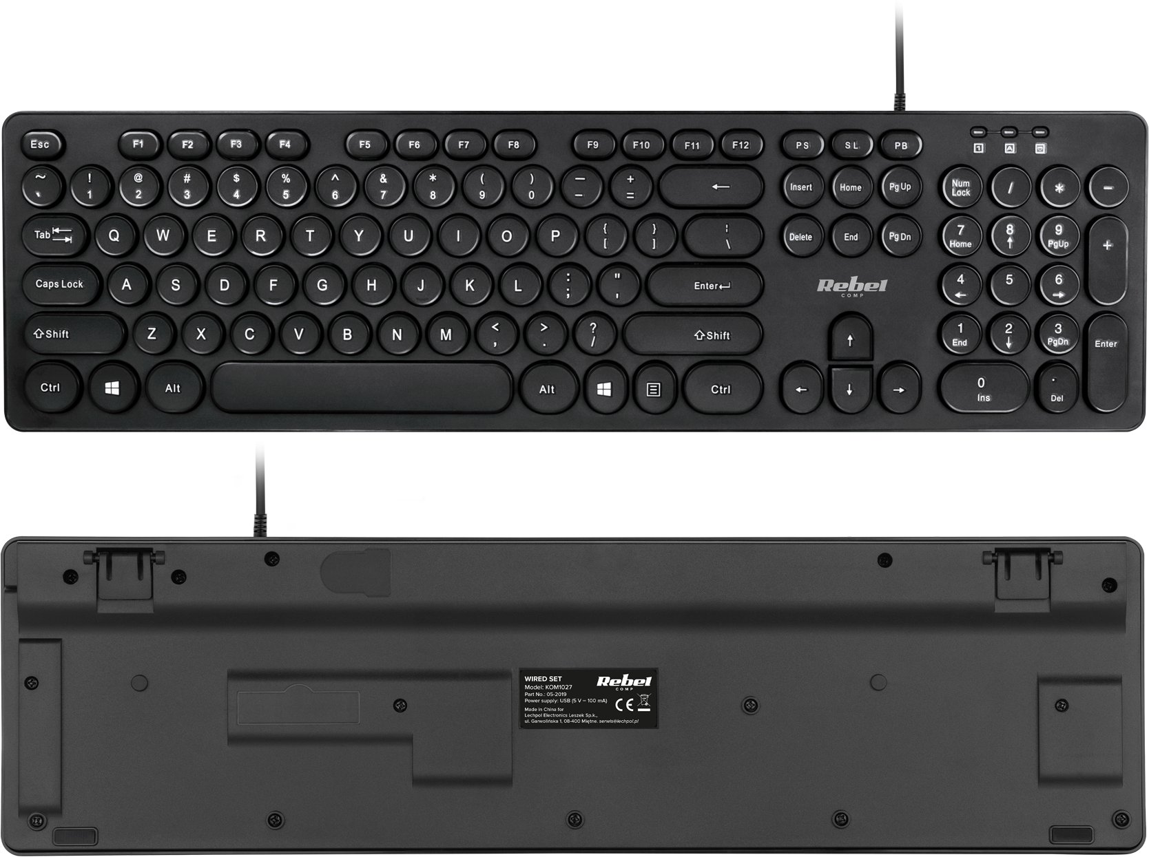 Set tastierë dhe maus Rebel Electro WDS200, me kabllo, USB, i zi