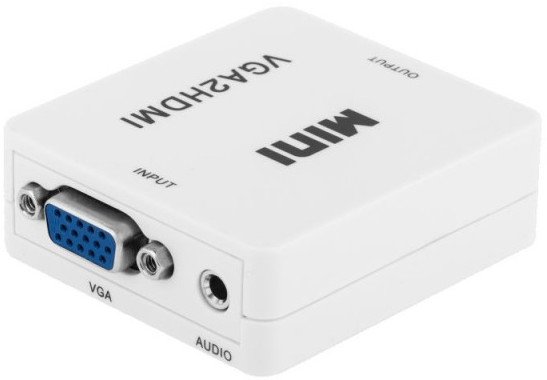 Konvertues video RoGer VGA në HDMI, Full HD 1080p, me audio, i bardhë