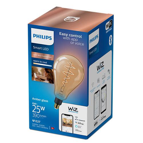 Llambë smart Philips Wiz E27, 25W LED, dritë e bardhë e ftohtë dhe e ngrohtë, transparente