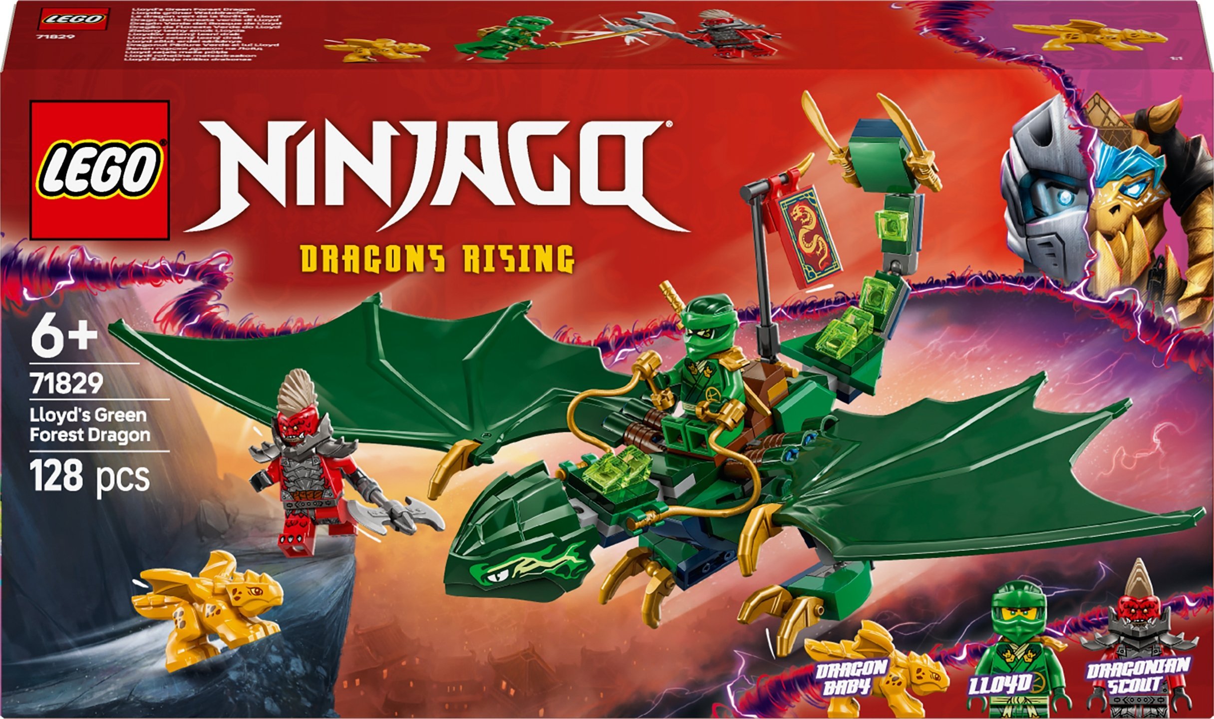 Lodra konstruktore LEGO Ninjago Lloyd Green Forest Dragon 71829, set ndërtimi, për fëmijë