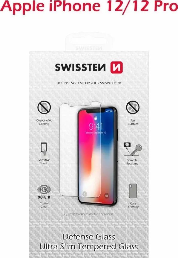 Mbrojtës ekrani Swissten për iPhone 12 12 Pro, xham i fortë, transparen
