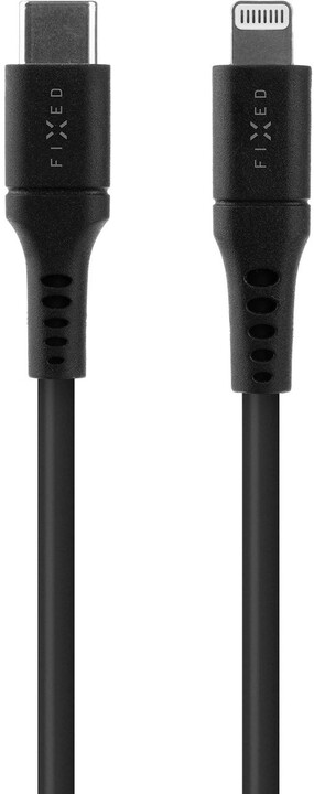 Kabllo për të dhëna dhe karikim FIXED USB-C - Lightning, MFi, PD, 2 m, e zezë