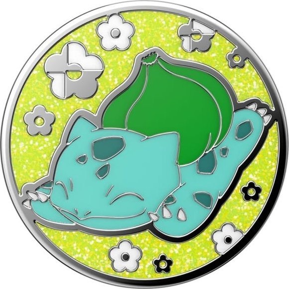 Kapëse telefoni PopSockets Enamel Bulbasaur Nap PopGrip, ngjitës, shumëngjyrësh