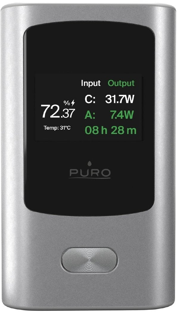 Karikues portativ Puro Powerbank, 10000mAh, 45W, gri