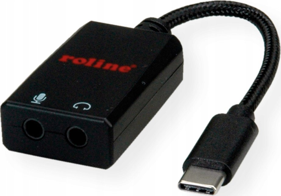 Adapter audio Roline USB Type C në 2x 3.5mm, 0.13m, i bardhë