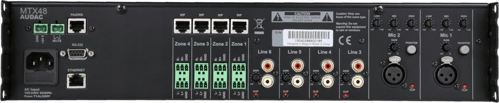 Matricë audio Audac MTX48, 4 zona, kontroll nga telefoni, e zezë