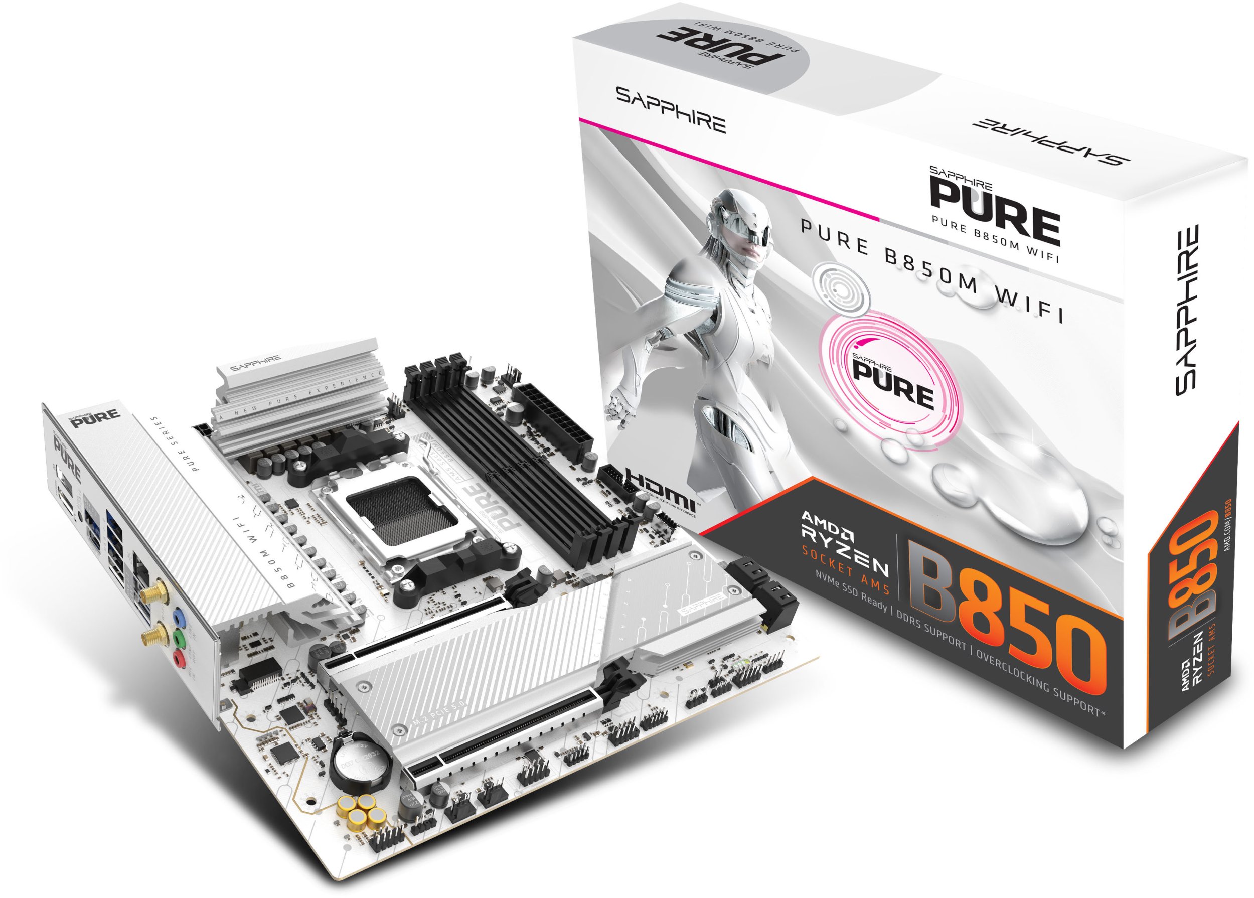 Pllakë amë Sapphire Pure B850M WiFi, socket AM5, DDR5, Micro ATX