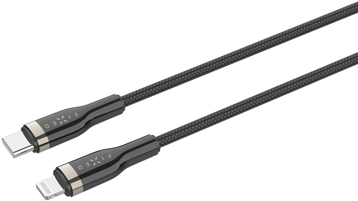 Kabllo për të dhëna dhe karikim FIXED USB-C - Lightning, MFi, PD, 0.5 m, e zezë