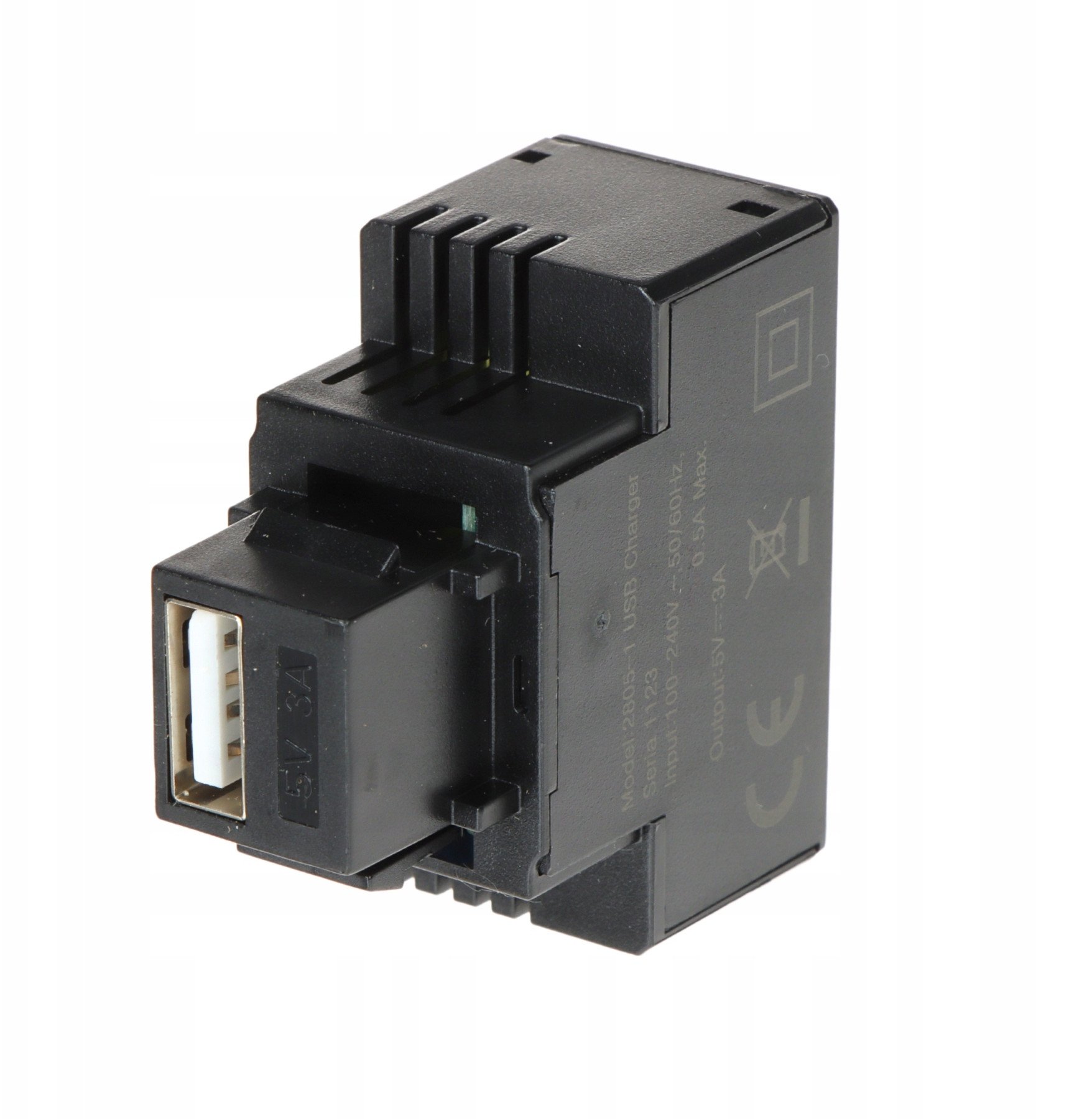 Modul karikues USB Keystone FX-USB-3A/B, port USB A, për panele murale, i bardhë