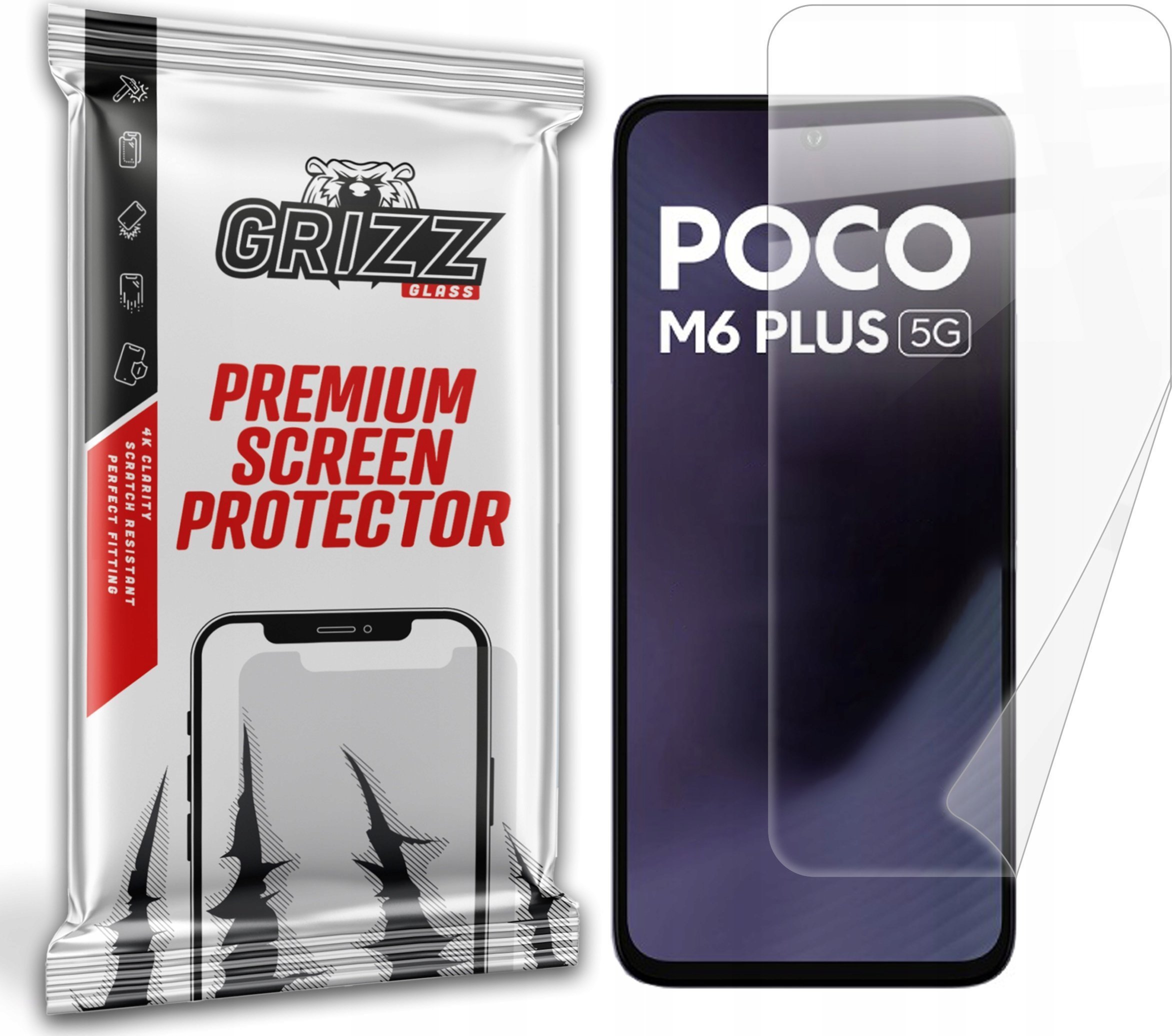 Mbrojtës ekrani keramik Grizz CeramicFilm për Xiaomi Poco M6 Plus, transparent