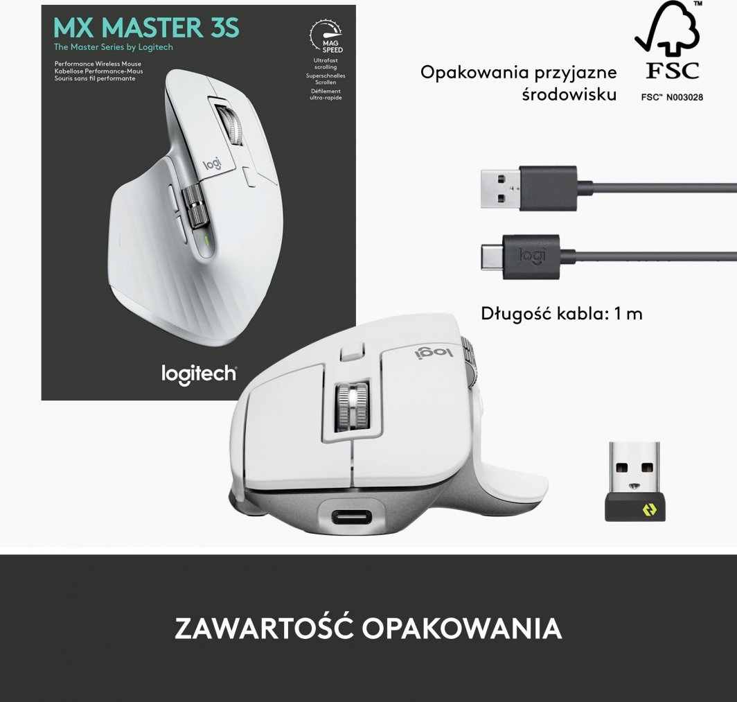 Maus Logitech MX, wireless, Bluetooth, USB, USB-C, i hirt