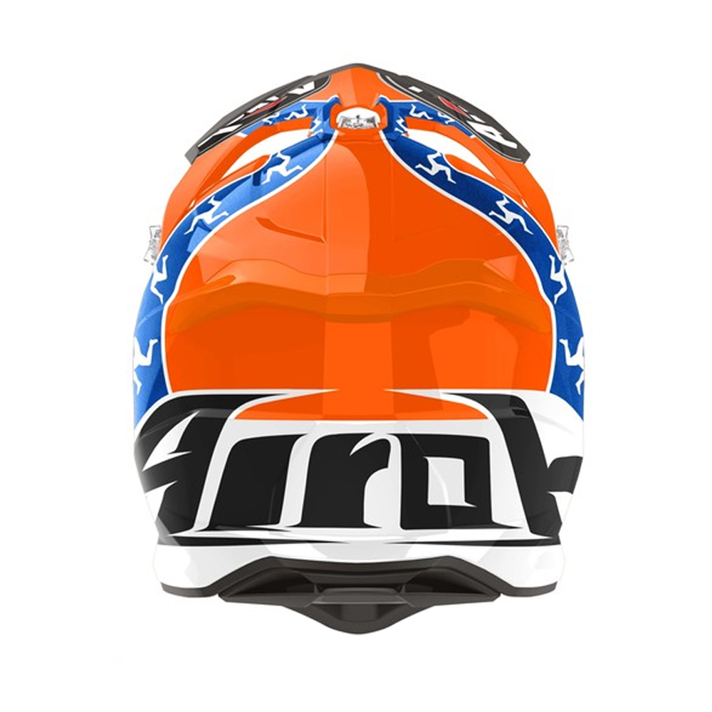Helmetë motocross Airoh Strycker Hazzard, madhësia XL, portokalli blu e bardhë
