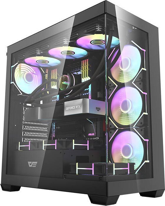 Kornizë kompjuteri DarkFlash DS900, ATX MIDI Tower, 7 ventilatorë ARGB, e zezë