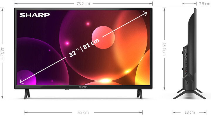 Televizor Sharp 32FA2E, 32" (80cm), HD, i zi