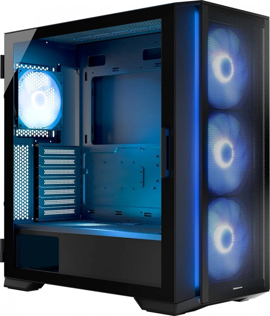 Kasë Modecom Horizon Flow ARGB, e zezë, Midi Tower