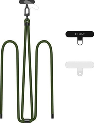 Rrip crossbody për telefon Tech-Protect C7S Rope, i rregullueshëm, me adapter, jeshile Hunter dhe i zi