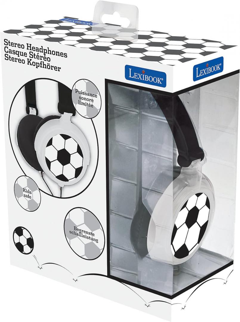 Kufje me kabllo Lexibook Football, stereo, volum i kufizuar 85 dB, shumëngjyrëshe
