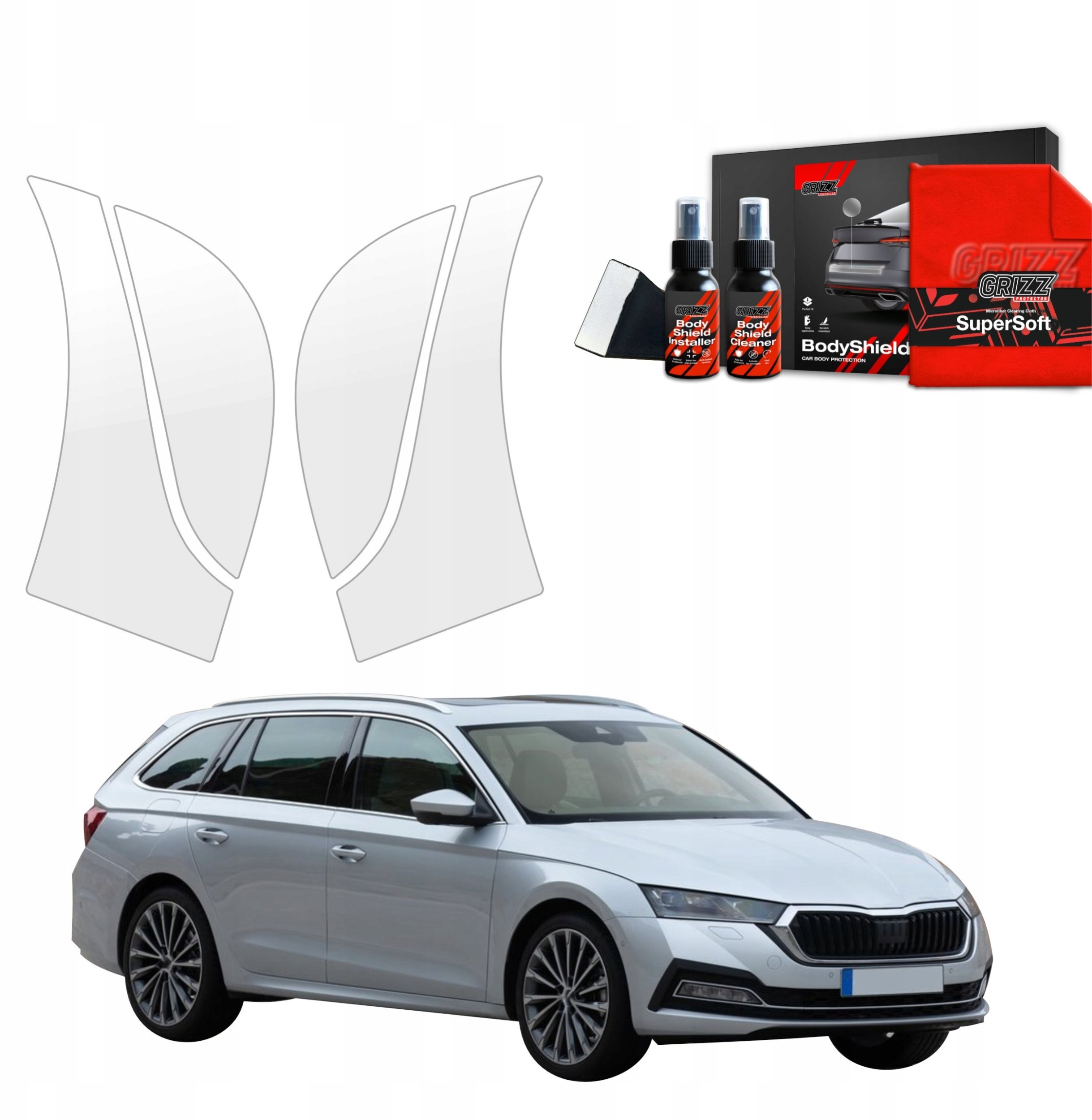 Folie mbrojtëse pragësh Grizz 4in1, Skoda Octavia 4 Combi 2019-2024, transparente