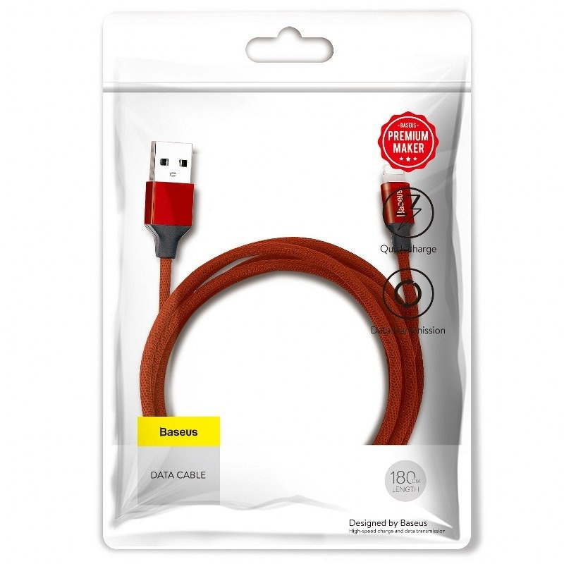 Kabllo USB Baseus CALYW-A09, USB-A në Lightning, 1.8 m, e kuqe