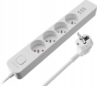 Електричен продолжувач аголен, 4 приклучоци, USB излез, бел