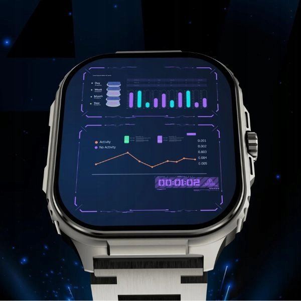 Orë inteligjente HiFuture Ultra3 Pro, ekran 2.04" AMOLED, IP68, argjendtë