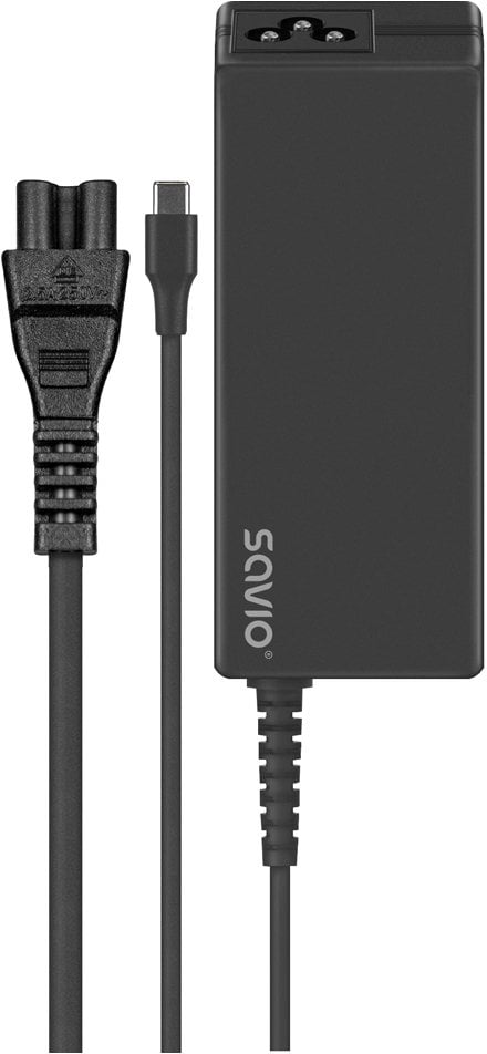 Karikues universal Savio ZA-01, AC, për laptop dhe smartphone, i zi