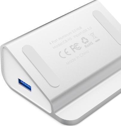 HUB USB Aukey, 4x USB-A 3.1 Gen1, i argjendtë