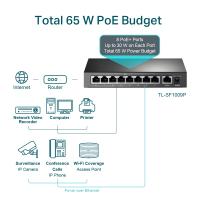 Switch rrjeti TP-Link TL-SF1009P, 9 porta 10/100Mbps, 8 porta PoE+, desktop
