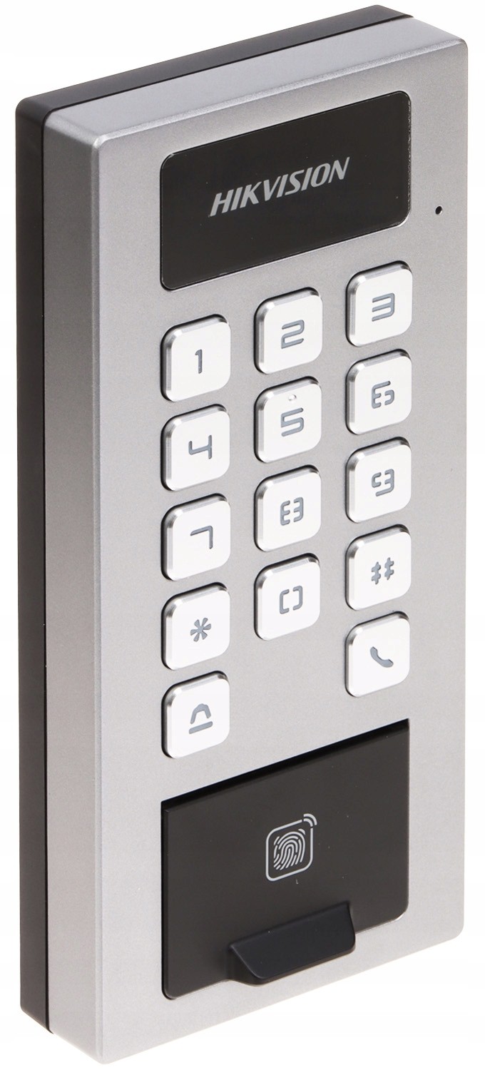 Kontrollor aksesi Hikvision DS-K1T502DBFWX, RFID dhe gjurmë gishtash, IP65, gri