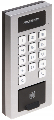 Kontrollor aksesi Hikvision DS-K1T502DBFWX, RFID dhe gjurmë gishtash, IP65, gri