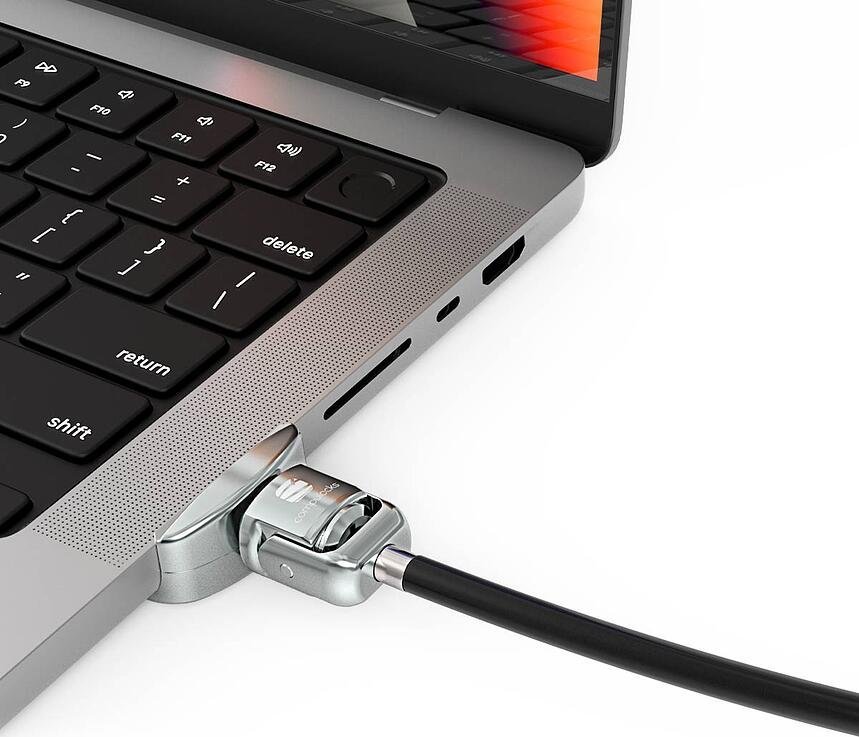 Adapter sigurie Compulocks Ledge Lock për MacBook Pro 14" M1 M2 M3, pa ngjitës, i argjendtë