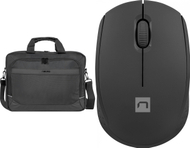 Set çantë dhe maus Natec Kudu Stork, 15.6", wireless, i zi