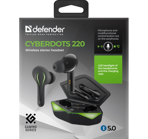 Kufje CyberDots 220 True Wireless Bluetooth, të zeza