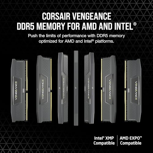 Memorie RAM Corsair Vengeance DDR5, 32GB 6000MHz, kit 2x16GB, gri