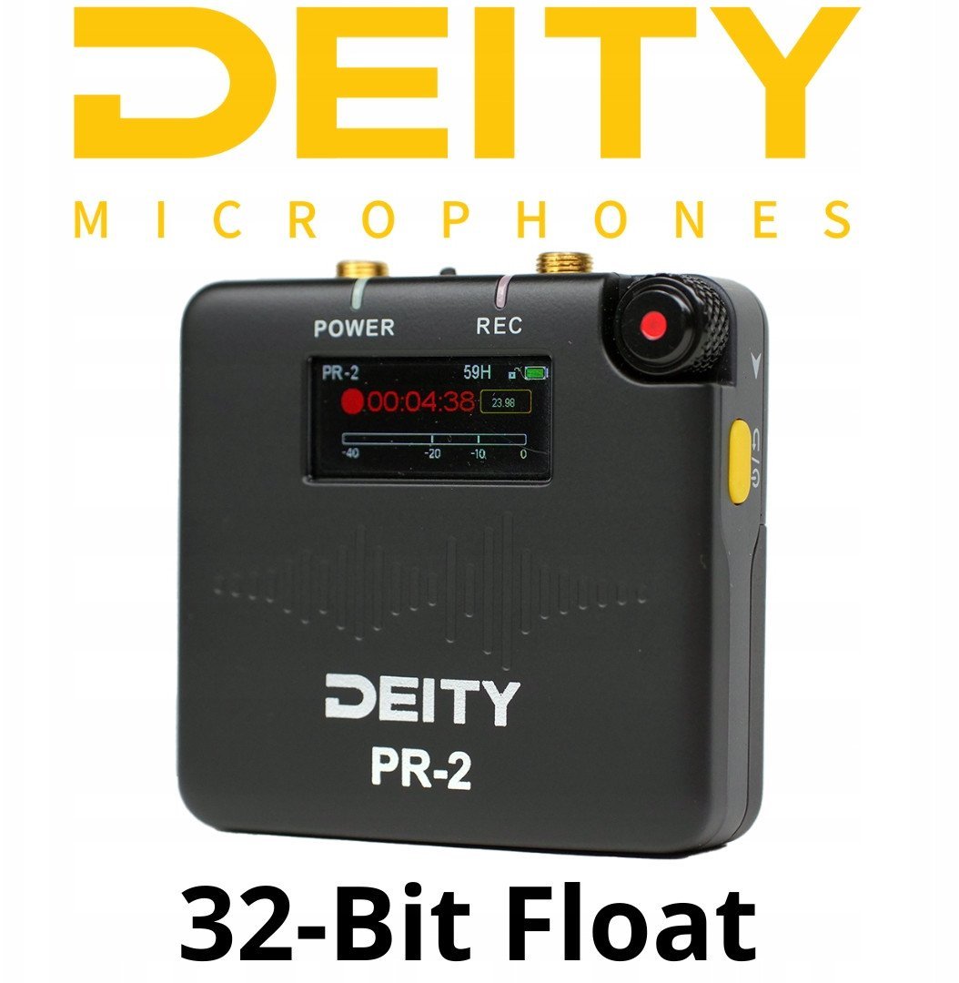 Regjistrues xhepi audio Deity PR-2, stereo 32-bit float, me mikrofon lavalier, i zi