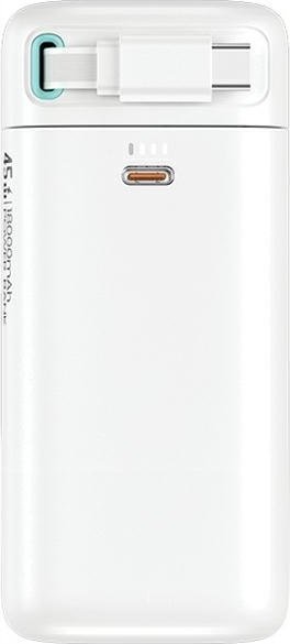 Powerbank Usams 18000mAh, PD 45W, kabllo USB C tërheqëse, i bardhë
