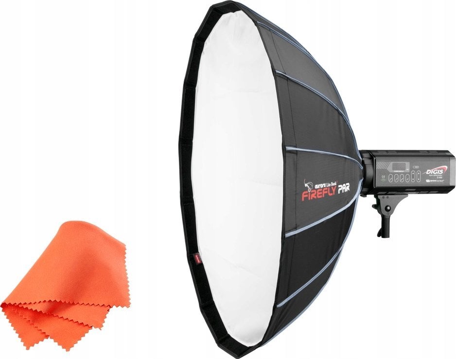 Софтбокс на преклоп Aurora Firefly Par Ø95cm, за бајонети Bowens Aurora Walimex, сребрен