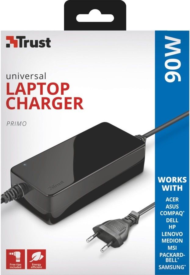 Karikues universal për laptop Trust Primo 22142, 90W, 19V 4.6A, i zi