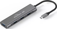 Adapter USB Type C Four in One, 2x HDMI, USB 3.0, PD 60W, gri