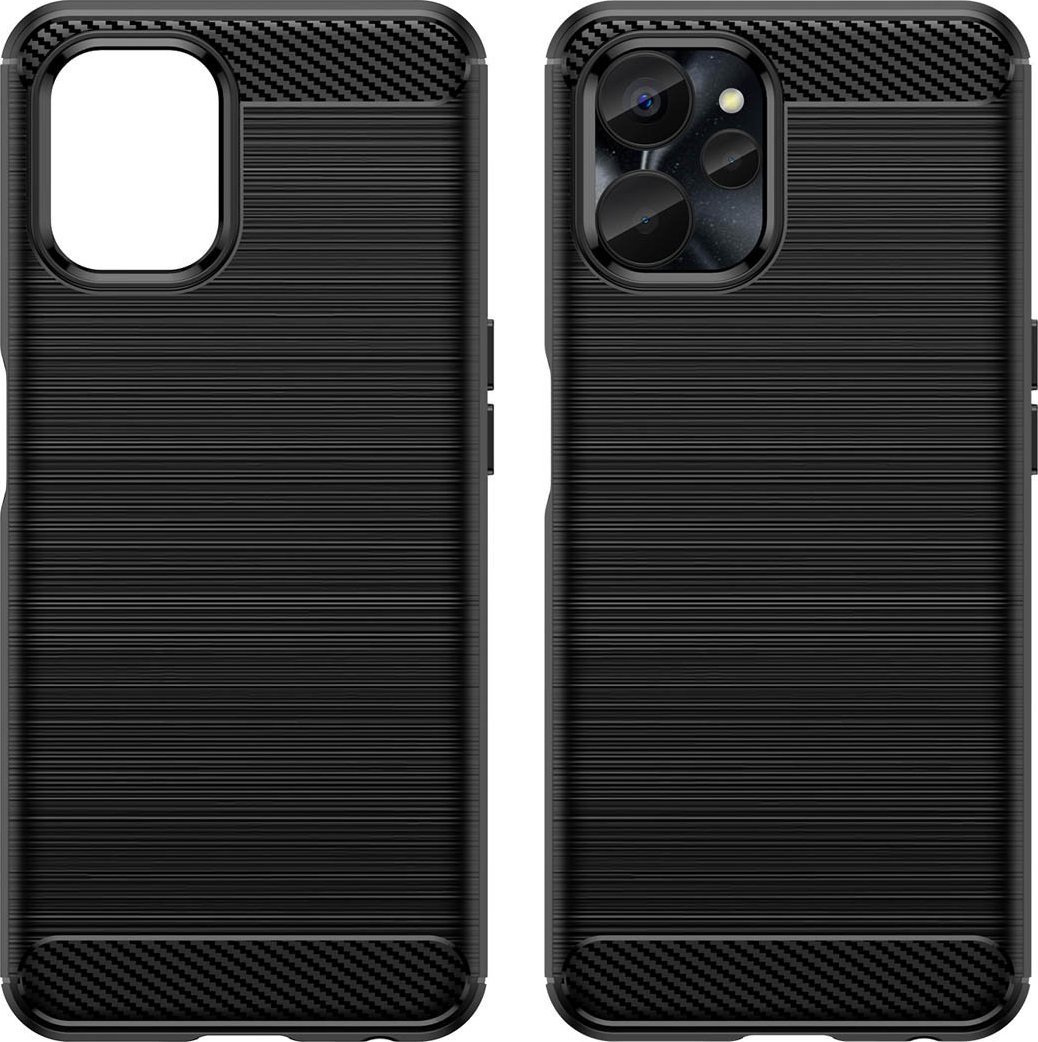 Kllëf telefoni Hurtel Carbon Case për Realme 10 5G dhe 9i 5G, silikoni fleksibil, pamje carbon, i zi