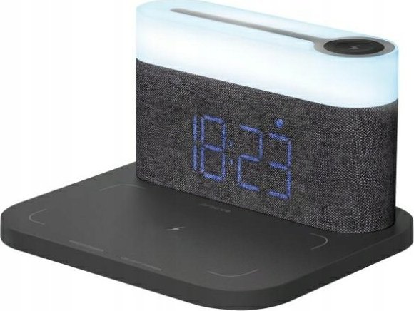 Llambë tavoline Proove 3 në 1, LED 3W, karikim induktiv 15W, gri e errët