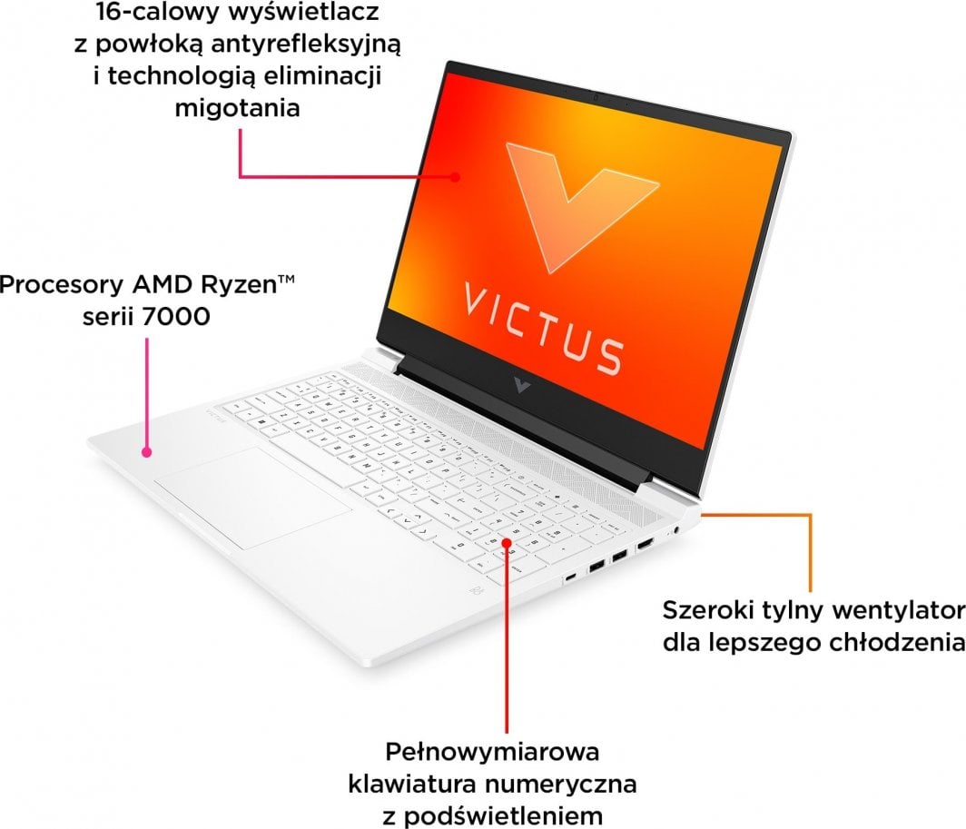 Laptop HP Victus 16, 16" 144 Hz, AMD Ryzen 7 7840HS, 16 GB RAM, 512 GB SSD, Nvidia GeForce RTX 4050, i zi